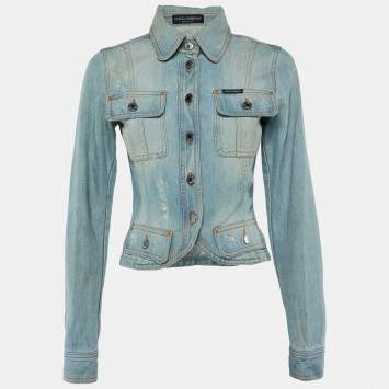 Dolce & Gabbana Blue Washed Denim Button Front Jacket S