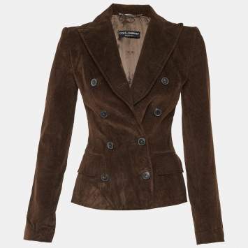 Dolce & Gabbana Brown Corduroy Double Breasted Jacket S