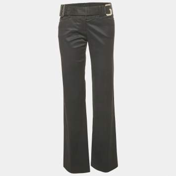 مملوكة مسبقًا Dolce & Gabbana Black Gabardine Belted Pants M