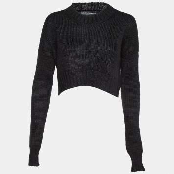 Dolce & Gabbana Black Wool Blend Knit Cropped Sweater S