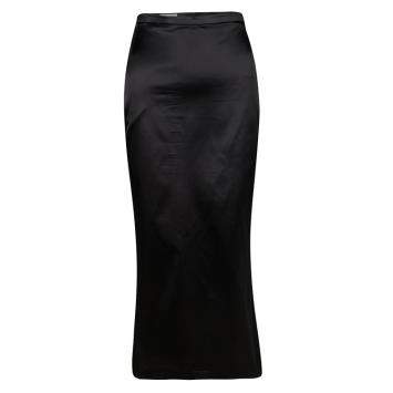 Pre Owned Dolce & Gabbana Black Satin Midi Skirt L