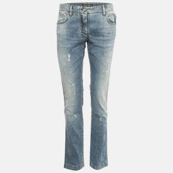 Pre Owned Dolce & Gabbana Blue Faded Denim Skinny Jeans M Waist 30"
