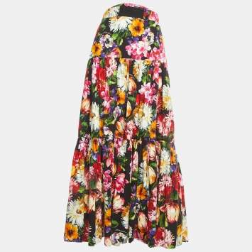 Pre Owned Dolce & Gabbana Multiolor Floral Printed Cotton maxi Skirt XL