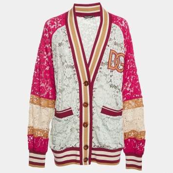 Pre Owned Dolce & Gabbana Multicolor Lace Sheer Oversized  S