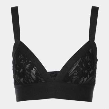 Pre Owned Dolce & Gabbana Black Lace Triangle Crop Top XS