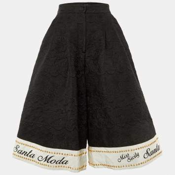 Pre Owned Dolce & Gabbana Black Jacquard Star Studded Culottes S