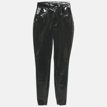 Pre Owned Dolce & Gabbana Black Synthetic Slim Fit Pants XS