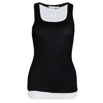 Pre Owned Dolce & Gabbana Monochrome Layered Rib Knit Sleeveless Tank Top M