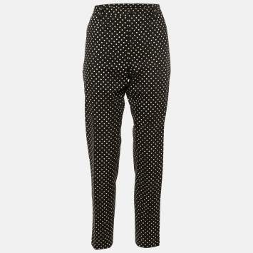 Pre Owned Dolce & Gabbana Black Polka Dot Cotton Trousers L