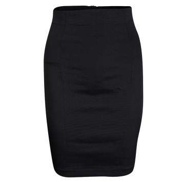 Pre Owned Dolce & Gabbana Black High Waist Pleat Detail Pencil Skirt M