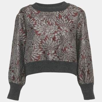 Pre Owned Dolce & Gabbana Burgundy Jacquard Sweatshirt M
