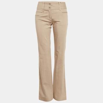 Pre Owned Dolce & Gabbana Beige Cotton Straight-Leg Jeans S Waist 28"