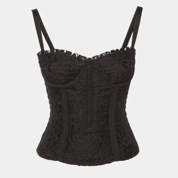 Pre Owned Dolce & Gabbana Black Lace Corset Top S