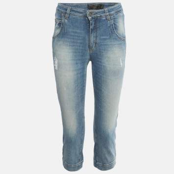 Pre Owned Dolce & Gabbana Blue Washed Denim Capri S/Waist 24"