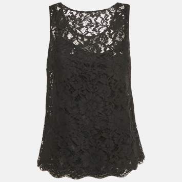 Pre Owned Dolce & Gabbana Black Lace Sleeveless Top S