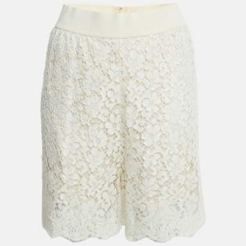 Pre Owned Dolce & Gabbana White Lace Shorts S