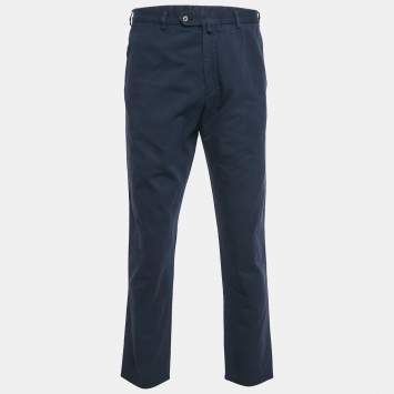 Pre Owned Dolce & Gabbana Blue Cotton Formal Trousers XXL