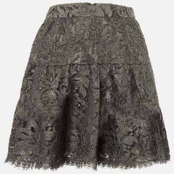 Pre Owned Dolce & Gabbana Grey Lace Mini Skirt XS 