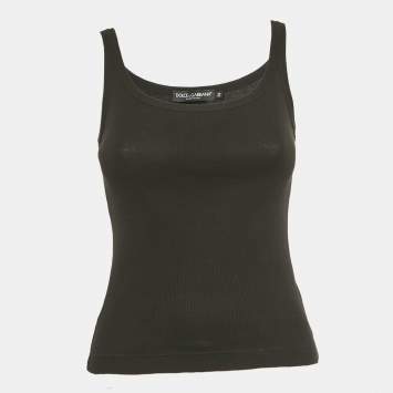 Pre Owned Dolce & Gabbana Black Rib Knit Tank Top S