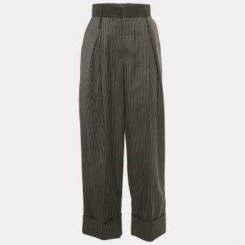 Pre Owned بنطلون دولتشي آند غابانا صوف مخطط رمادي مقاس صغير (سمول)