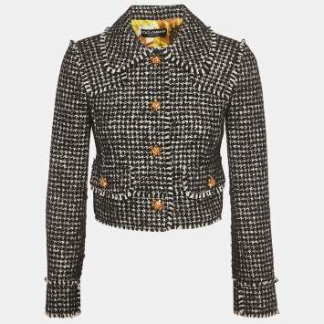 مملوكة مسبقًا Dolce & Gabbana Black/White Tweed Bejeweled Blazer S