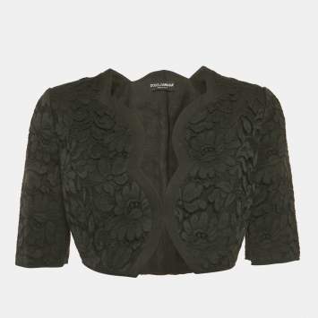 Pre Owned Dolce & Gabbana Black Cord Lace Crop Jacket M