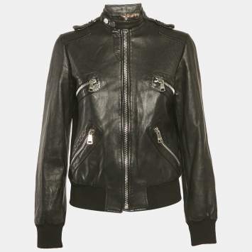 مملوكة مسبقًا Dolce & Gabbana Black Leather Biker Jacket S
