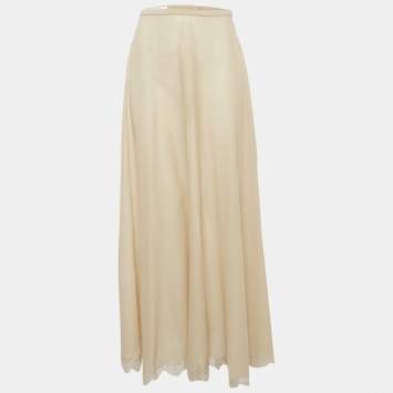 مملوكة مسبقًا تنورة دولتشي أند غابانا ألتامودا حرير بيج واسعة مقاس صغير