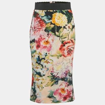 مملوكة مسبقًا Dolce & Gabbana Multicolor Floral Print Crepe Pencil Skirt M