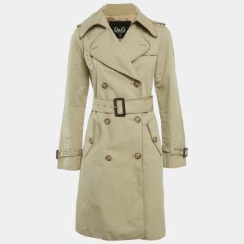 مملوكة مسبقًا Dolce & Gabbana Grey Gabardine Trench Coat S
