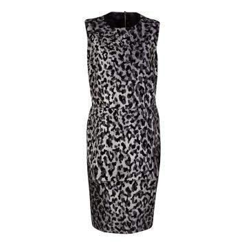 Pre Owned Dolce & Gabbana Monchrome Flock Animal Print Layered Sleeveless Dress L