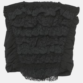 مملوكة مسبقًا Dolce & Gabbana Black Lace Ruffle Tube Top S