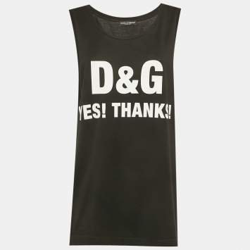 Pre Owned Dolce & Gabbana Black Slogan Print Jersey Tank Top M
