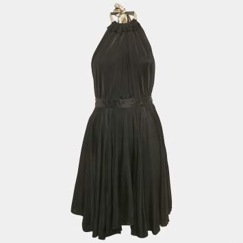 Pre Owned فستان دولتشي أند غابانا أسود جيرسي برقبة هالتر قصير مقاس صغير