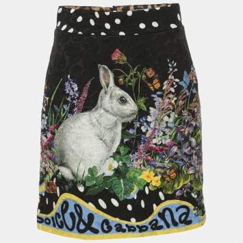 مملوكة مسبقًا تنورة دولتشي أند غابانا جاكار متعدد الألوان مصغرة مقاس صغير - سمول