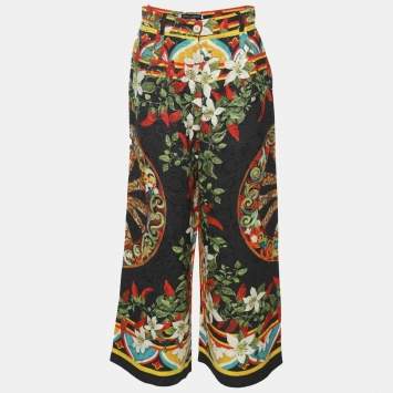 Pre Owned Dolce & Gabbana Multicolor Printed Jacquard Palazzo Pant S