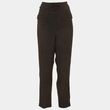 Pre Owned Roberto Cavalli Black Silk Belted Pants L