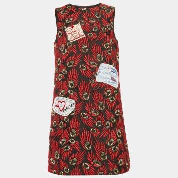 Pre Owned Dolce & Gabbana Black Jacquard Sleeveless Mini Dress L