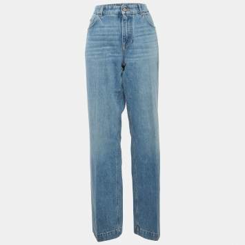Pre Owned Dolce & Gabbana Blue Denim Straight Leg Jeans M/Waist 32"