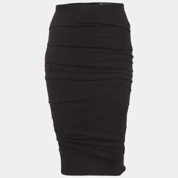 مملوكة مسبقًا تنورة دولتشي أند غابانا كلوش جيرسي أسود مطوي صغيرة الحجم