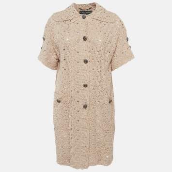 مملوكة مسبقًا معطف دولتشي أند غابانا دانتيل وردي شفاف مقاس صغير جدًا - إكس سمول