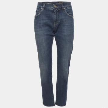 Pre Owned Dolce & Gabbana Blue Faded Denim Slim Fit Jeans L/Waist 32"