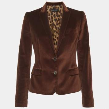 Pre Owned Dolce & Gabbana Brown Velvet Lapel Collar Blazer M