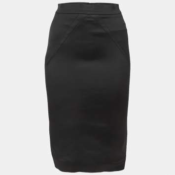 Pre Owned D&G Black Satin Pencil Skirt S