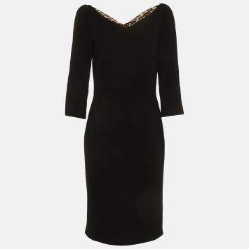 مملوكة مسبقًا Dolce & Gabbana Black Crepe Sheath Dress M