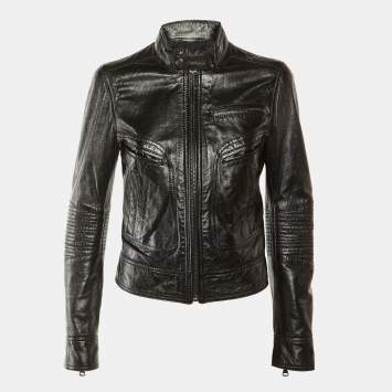 Pre Owned Dolce & Gabbana Black Leather Biker Jacket M