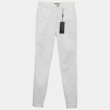 مملوكة مسبقًا Dolce & Gabbana White Denim Fit Jeans S/Waist 26"