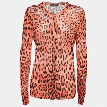 مملوكة مسبقًا Dolce & Gabbana Orange Knit Button Front Cardigan L