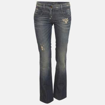 مملوكة مسبقًا Dolce & Gabbana Blue Denim Distressed Jeans S/Waist 28"