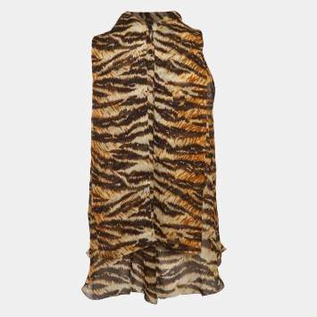 مملوكة مسبقًا Dolce & Gabbana Multicolour Tiger Print Silk Blouse S